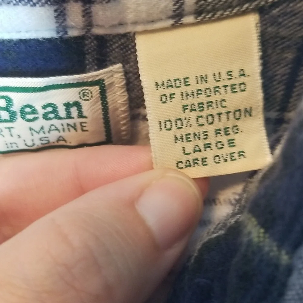 L.L.Bean 90s Button Down Plaid/Flannel Long Sleeve Shirt, Size Large - Picture 8 of 9